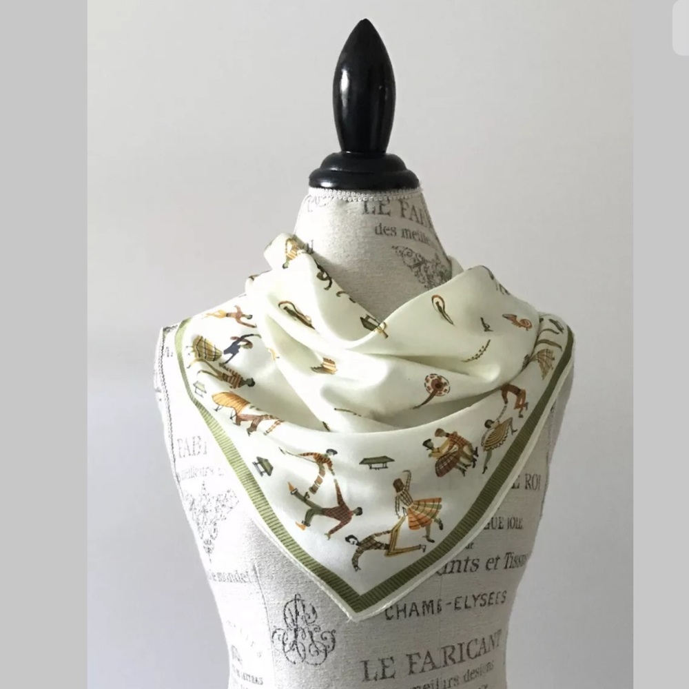 Vintage 1950's Scarf Musical Instruments & Dancers